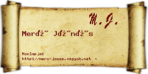Merő Jónás névjegykártya